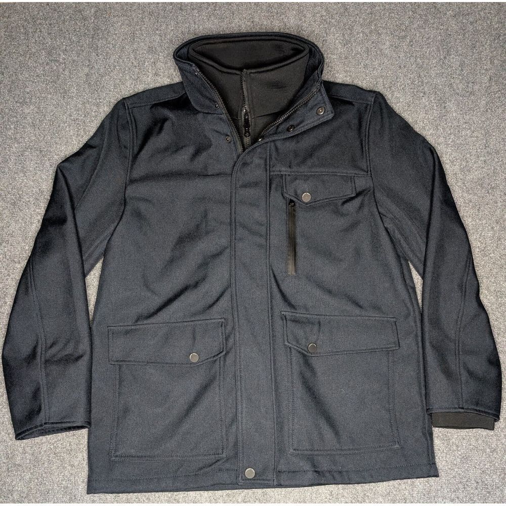 Marc New York Andrew Marc Men's Textured Zipper Jacket Navy Blue Size Medium